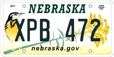 NE license plate XPB472