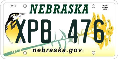 NE license plate XPB476