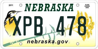 NE license plate XPB478