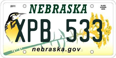 NE license plate XPB533