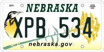 NE license plate XPB534