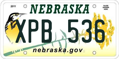 NE license plate XPB536