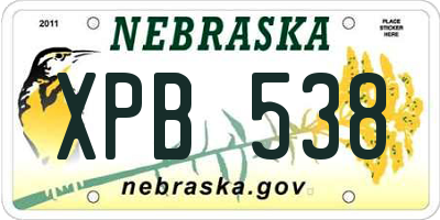 NE license plate XPB538