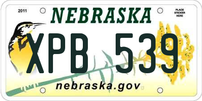 NE license plate XPB539