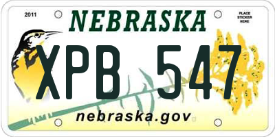 NE license plate XPB547