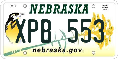 NE license plate XPB553