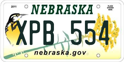 NE license plate XPB554