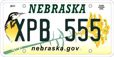 NE license plate XPB555