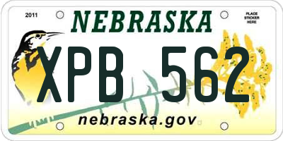 NE license plate XPB562