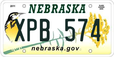 NE license plate XPB574