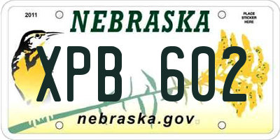 NE license plate XPB602
