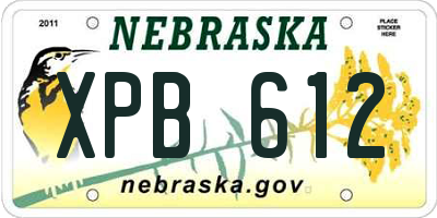 NE license plate XPB612