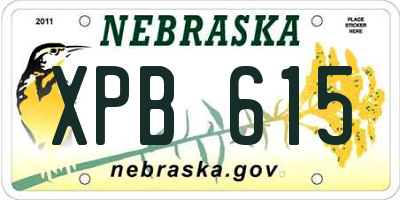 NE license plate XPB615
