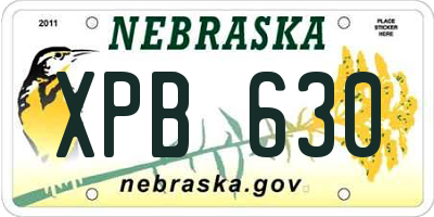 NE license plate XPB630