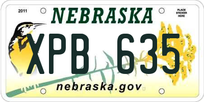 NE license plate XPB635