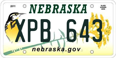 NE license plate XPB643