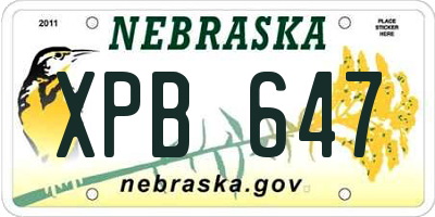 NE license plate XPB647