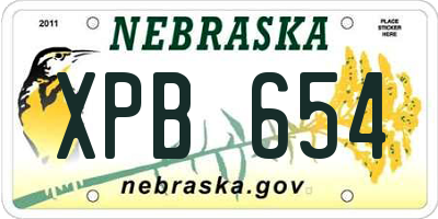 NE license plate XPB654