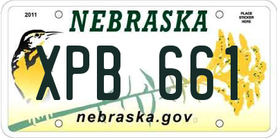 NE license plate XPB661