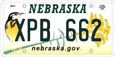 NE license plate XPB662