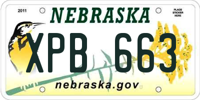 NE license plate XPB663