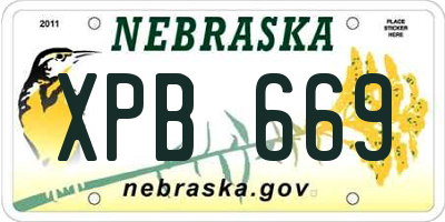 NE license plate XPB669