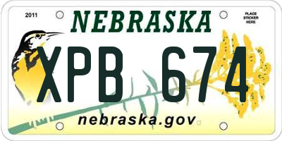 NE license plate XPB674
