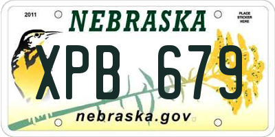 NE license plate XPB679