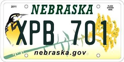 NE license plate XPB701