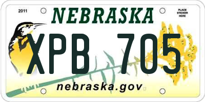 NE license plate XPB705