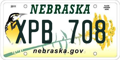 NE license plate XPB708