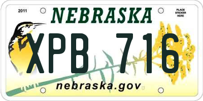 NE license plate XPB716