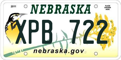 NE license plate XPB722