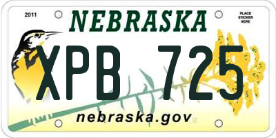 NE license plate XPB725