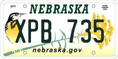 NE license plate XPB735