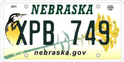 NE license plate XPB749