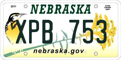 NE license plate XPB753