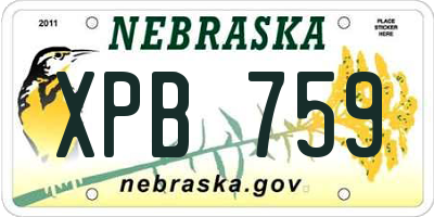 NE license plate XPB759