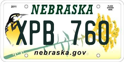 NE license plate XPB760