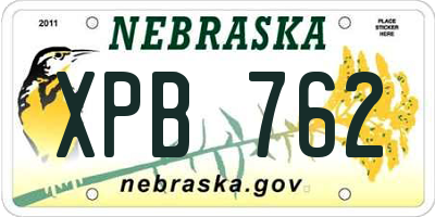 NE license plate XPB762