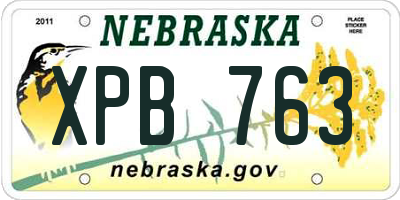 NE license plate XPB763
