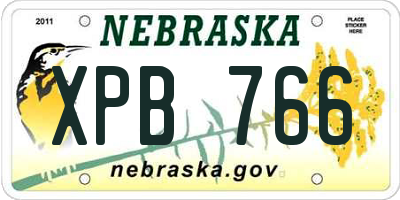 NE license plate XPB766
