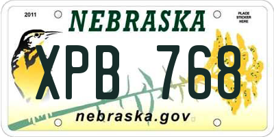 NE license plate XPB768