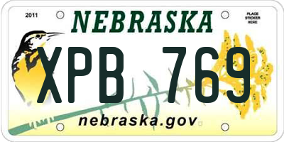 NE license plate XPB769