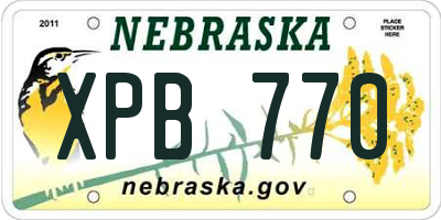 NE license plate XPB770