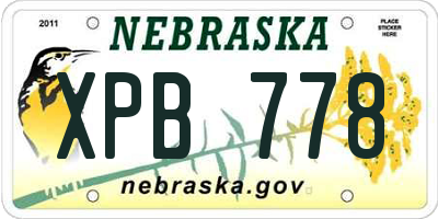 NE license plate XPB778