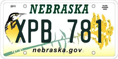 NE license plate XPB781