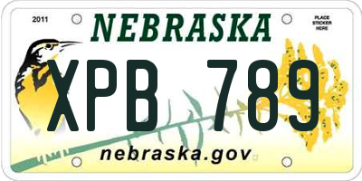 NE license plate XPB789