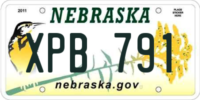 NE license plate XPB791