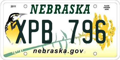 NE license plate XPB796